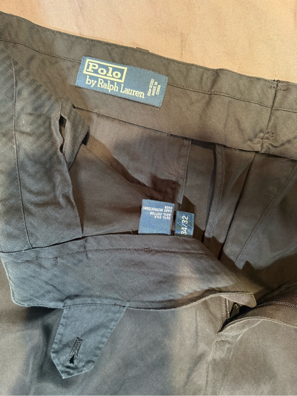 Polo Ralph Lauren Men’s 34x32 Silk Blend Cuffed Pleated Black Pants Trousers